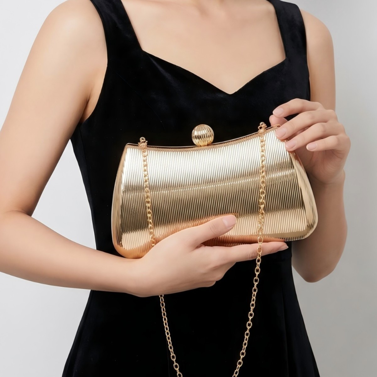 Women Bags Gold - Kadın moda mizaçlı zarif çanta akşam