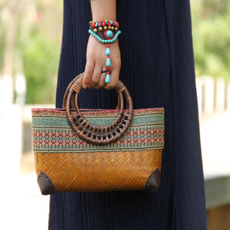 Women Bags Vietnam - Retro Japon El Yapımı Bambu Dokuma