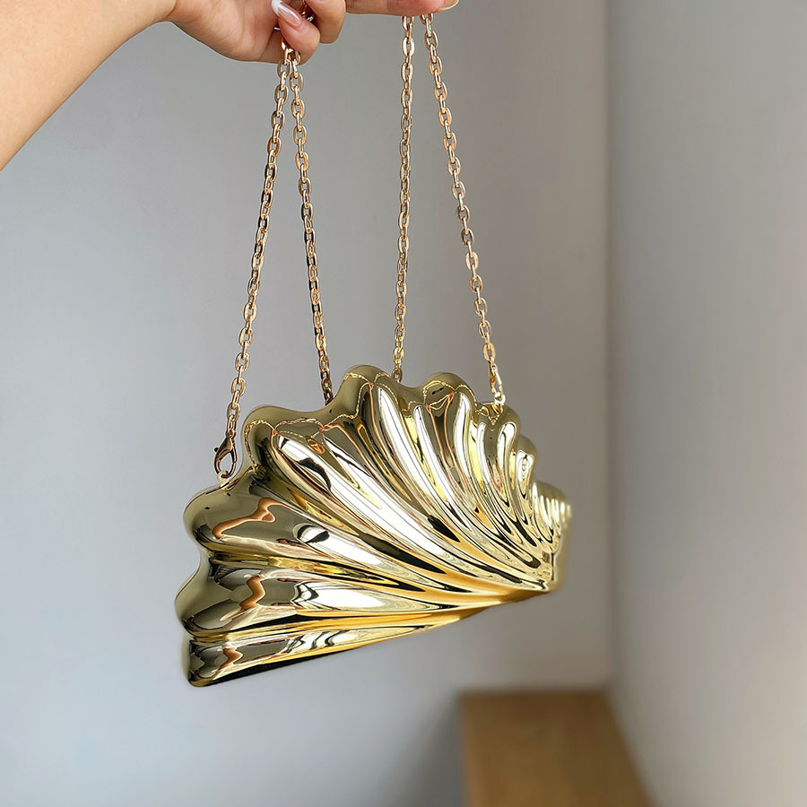 Women Bags Gold - Altın Gümüş Abiye Çantası Düzensiz Tasarım