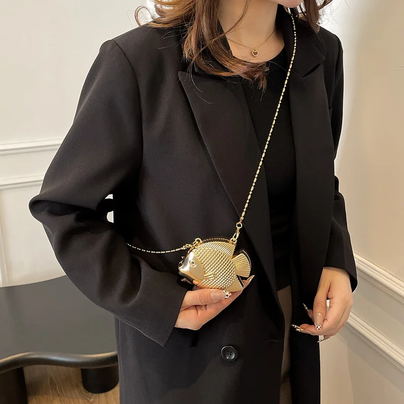 Sevimli Küçük Balık Şekli Meta - Women Bags Gold incelemesi ve fiyatı